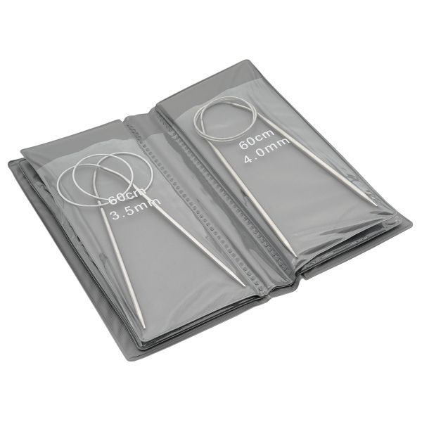 Набор круговых спиц для вязания 2.0-6.0 мм, 60 см, 8 размеров, металл, Hobby&Pro