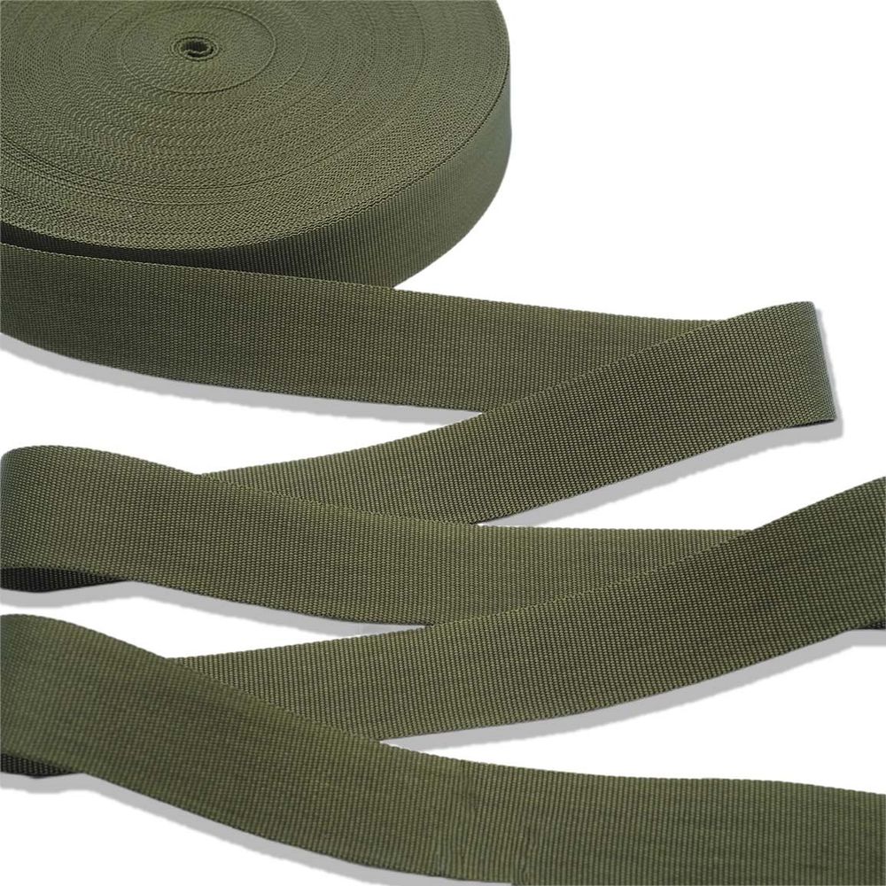 Стропа (ременная лента) 40 мм / 50 метров, толщ. 1.0 мм, [26.3 г/пог.м], 100% п/э, 016 хаки