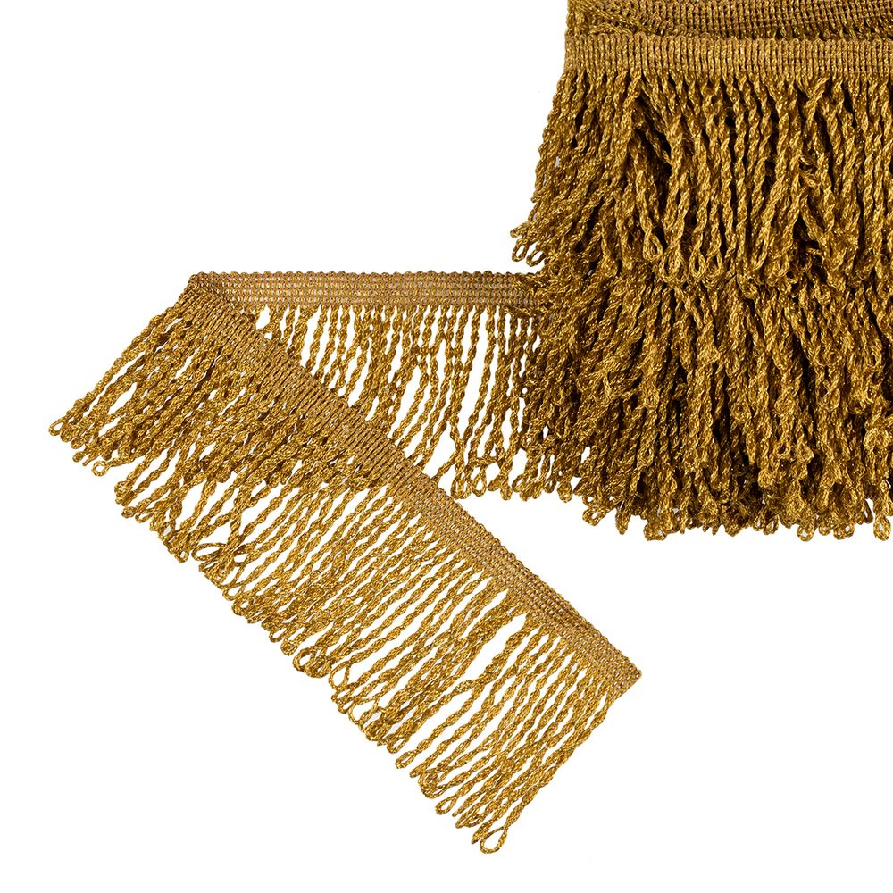 Бахрома отделочная 80.0 мм / 10 метров, витая, золото, Gamma 1065
