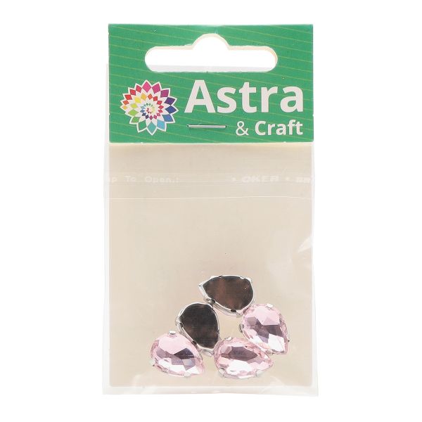 Хрустальные стразы в цапах формы капля, розовый 10х14 мм, 5 шт., АЦ006НН1014