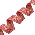 Лента (тесьма) жаккардовая 32.0 мм / 25±1 метров, с метанитом рис. 9842, красный/золото, С3104Г17