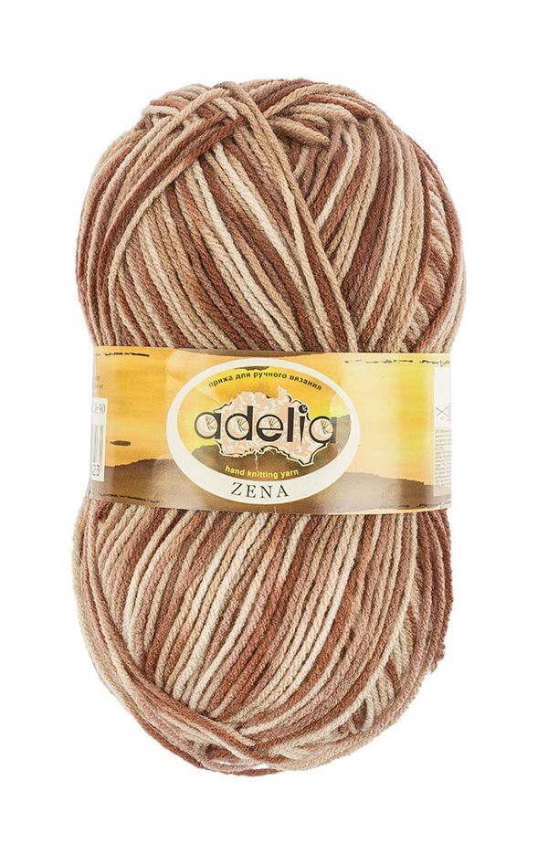 Пряжа Adelia Zena / уп.5 мот. по 100г, 308м, 90 бежевый-коричневый-красно-коричневый