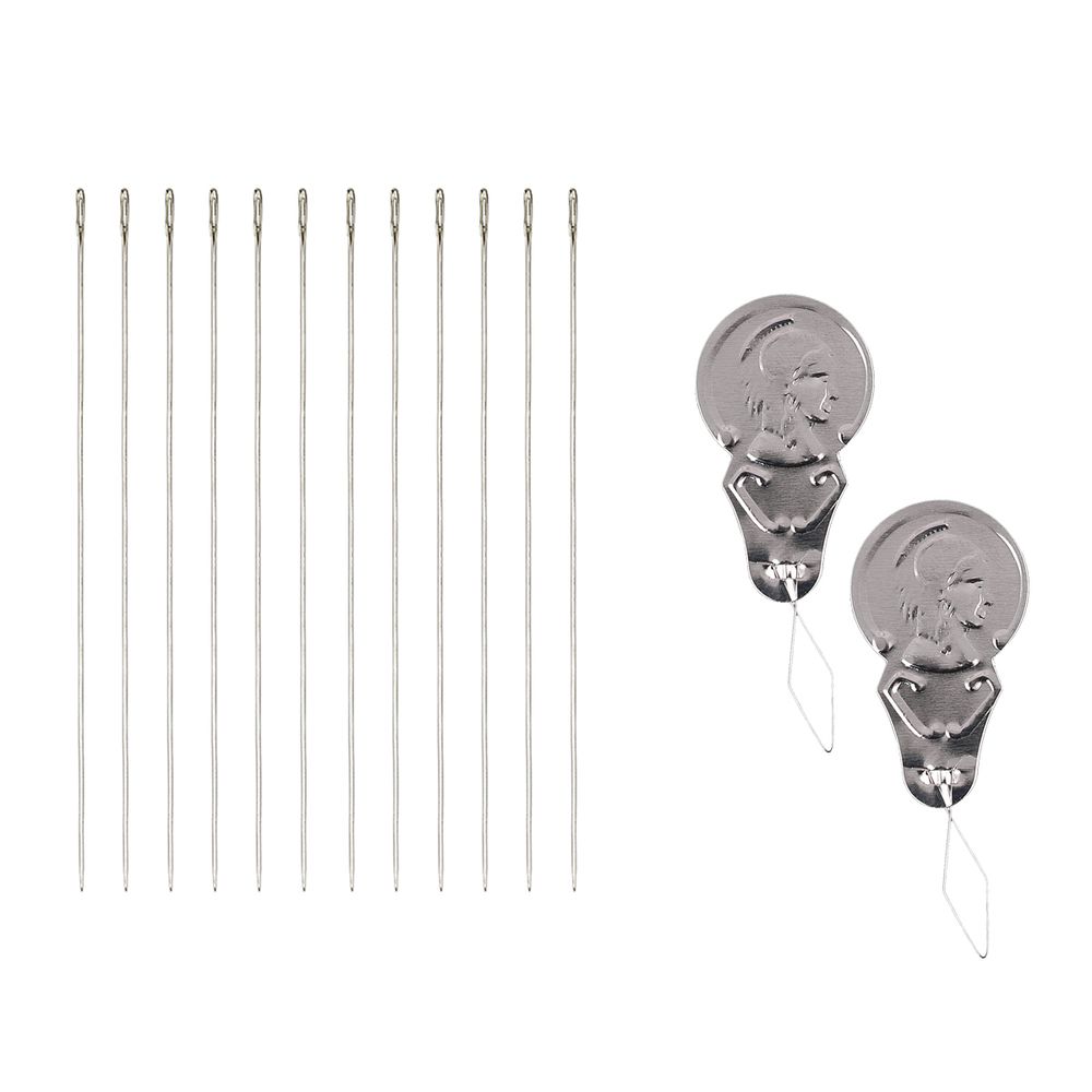 Иглы ручные бисерные ⌀0.34 мм, сталь, 12 шт, с двумя нитковдевателями, Gamma NC-208