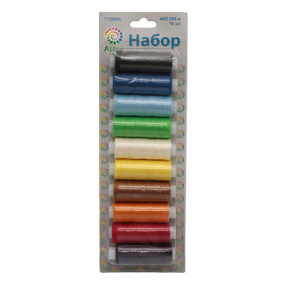 Швейные нитки (набор) 40/2 200 м, ассорти, 10 катушек Astra&Craft, 3