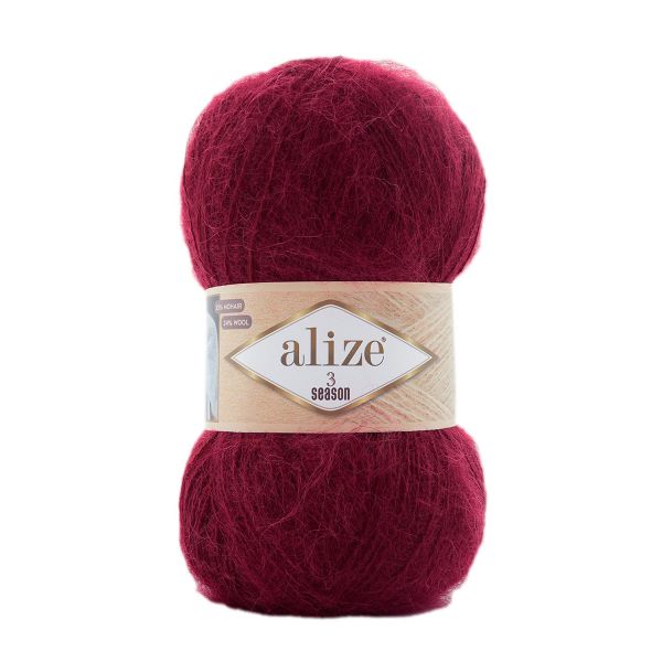 Пряжа Alize (Ализе) 3 Season / уп.5 мот. по 100 г, 500 м, 57 бордо