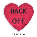 Аппликация пришивная с пайетками Сердце Back Off 23,5х18 см, уп. 2 шт