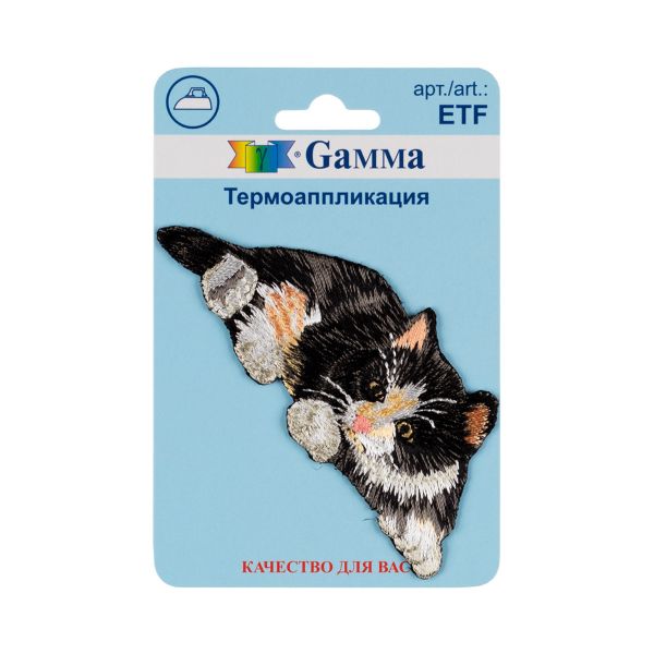 Термоаппликация №02, 1 шт, 01-229 Кошка 8.9х3.8 см, Gamma ETF