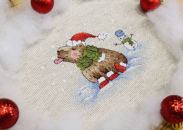 Набор для вышивания нитками МП Студия (Жар-птица), Прогулка на морозе, 11х13 см