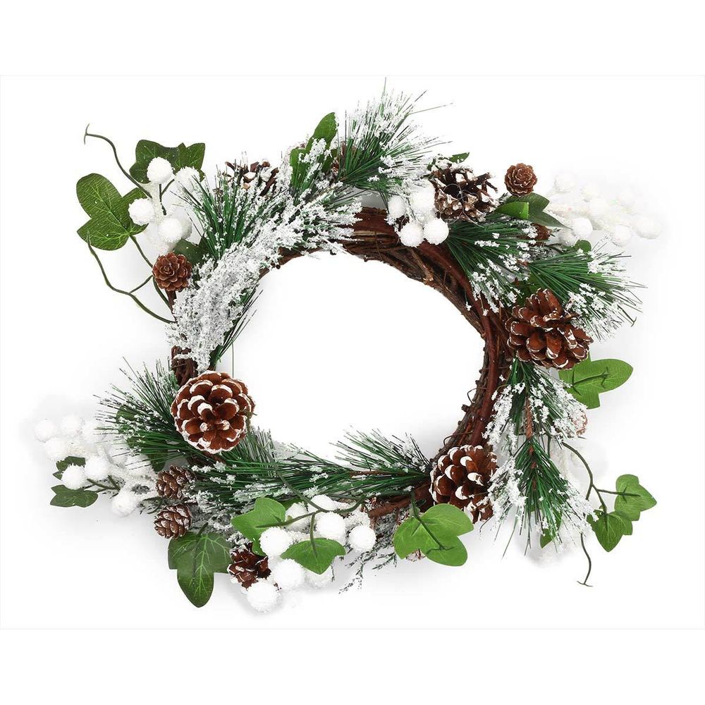 Венок декоративный из сосновых веток с ягодами и шишками 32см /TOS/ Венок декоративный из сосновых веток с ягодами и шишками 32см /TOS/