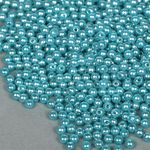 Бусины пластик (перламутр) ⌀4 мм, цв.099 яр.бирюзовый уп.50г (1500 шт), Magic4Hobby