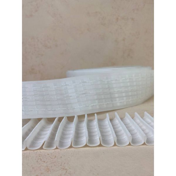 Лента (тесьма) шторная: сборка параллельная (1:2) 80 мм / 100 метров, (7 рядов петель, 3 шнура), белый, 284