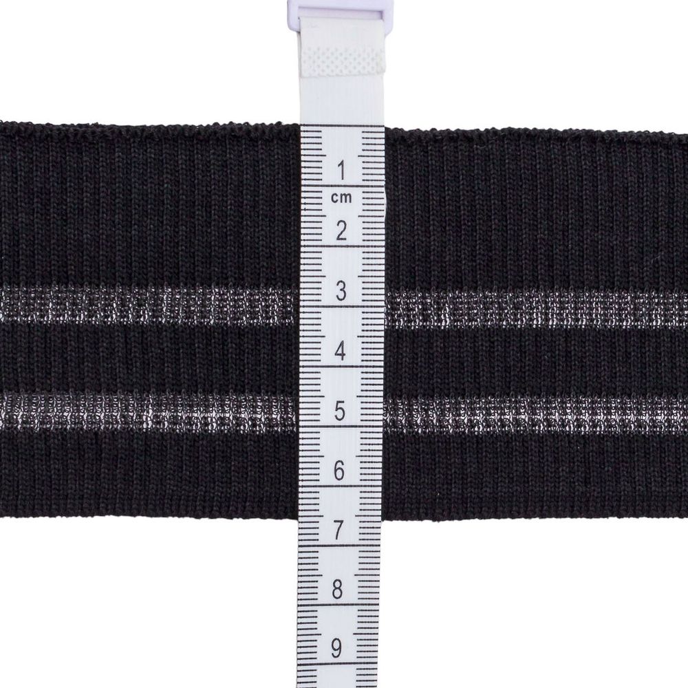 Подвяз (довяз) трикотажный с прозрачными вставками 6 см / 1 метр, черный, 3AR2880