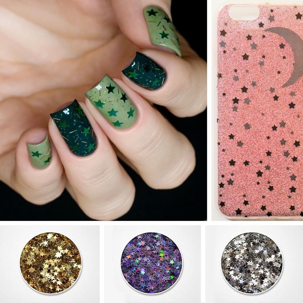 Декоративные фигурные звездочки 6 цветов, 12 шт