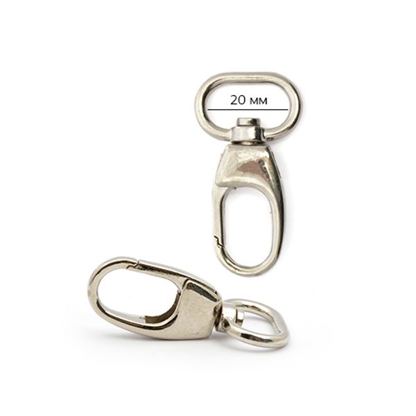 Карабин металл 20.0 мм (in), AX03.2, цв. никель уп. 2 шт