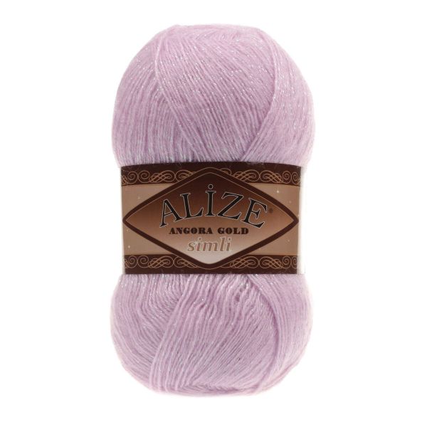 Пряжа Alize (Ализе) Angora Gold Simli / уп.5 мот. по 100 г, 500м, 027 лиловый A
