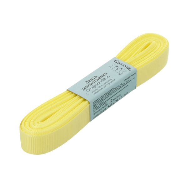 Лента репсовая нарезка 12.0 мм / 10 шт по 5.4 метра, 021 яр.желтый, Gamma GR-12