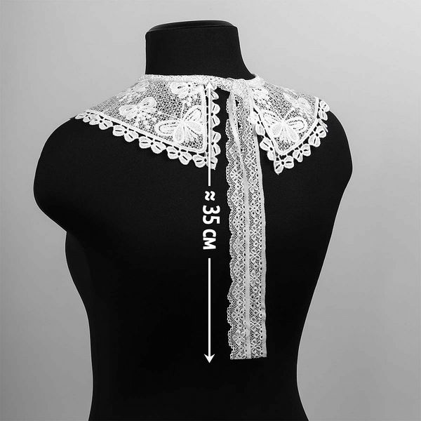 Пришивной кружевной воротник 30х35 см, матовая нить, TBY.13/189, белый, 10 шт