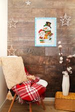 Алмазная (кристальная) мозаика Фрея, Дед мороз и Снеговик, 14х19.5 см