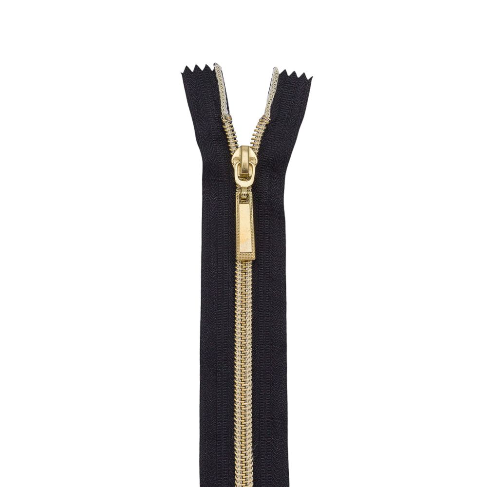 Молния спираль (витая) Т7 (7 мм) 1 зам., н/раз., 18 см, св.зол. / черн, 10 шт