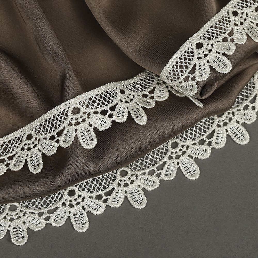 Кружево гипюр (плетёное) 25 мм, диз.2504 цв.F102 молочный уп.13.71м, Kruzhevo