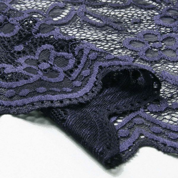 Кружево бельевое эластичное 400 мм / 13.72 м, цв. C147 т.синий