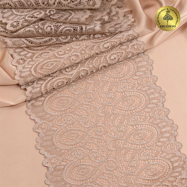 Кружево бельевое эластичное 180 мм / 120 м, L1351 цв.L168 серебристый пион, Kruzhevo