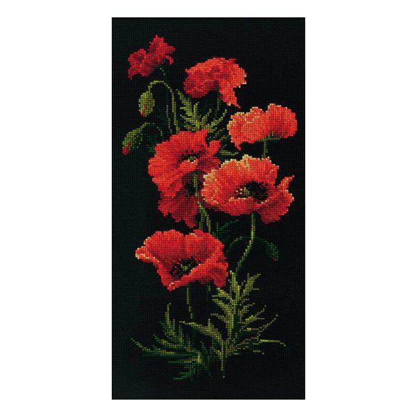 Набор для вышивания нитками Риолис, Маки, 25х50 см