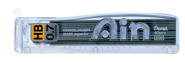 Грифели для карандашей автоматических Hi Polymer Ain 0.7 мм, 40 грифелей в тубе, Pentel C257-HBO