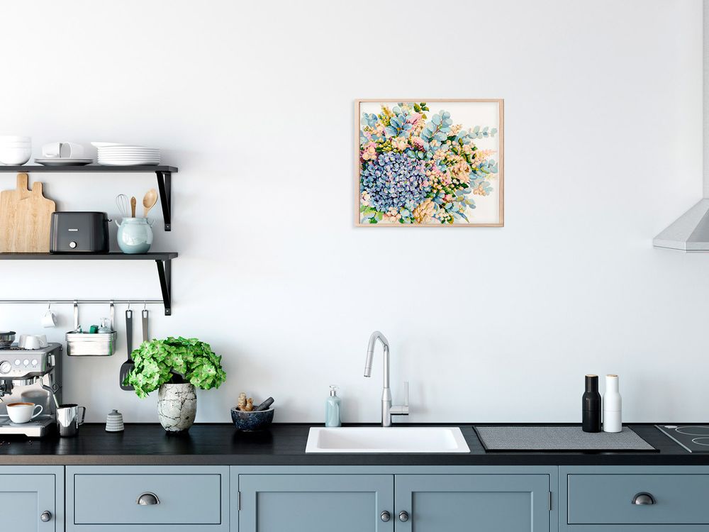 Алмазная (кристальная) мозаика Фрея, Гортензия и эвкалипт, 40х35 см