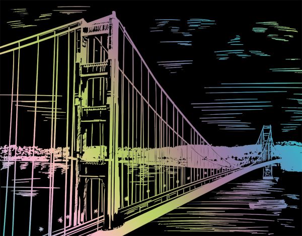 Набор для творчества Гравюра 20х25.5 см, №22 Мост Золотые Ворота (мульти), Hobbius SGHK