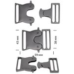 Фастекс (пряжка трезубец) металл 38 мм, 59x43 мм, чер.никель, 6 шт