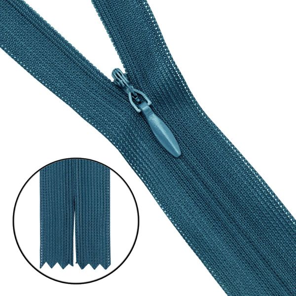 Молния потайная (скрытая) Т3 (3 мм) 1 зам., н/раз., 20 см, нейлон, F224 бирюзовый, 10 шт