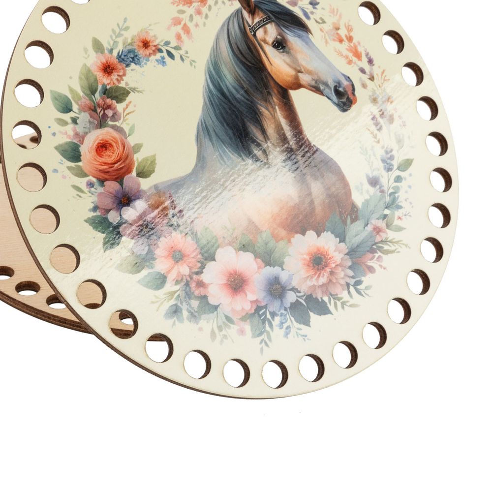 Набор донышек для вязания Глянцевый фанера ⌀15х0.4 см, 2 шт, 08 Лошадь, Love2art ДВ-01