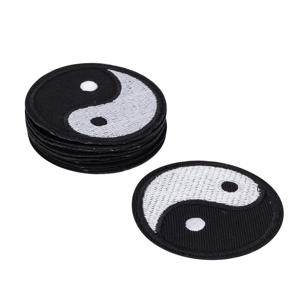Термоаппликация инь и ян ⌀6 см, чёрно-белый, 10шт
