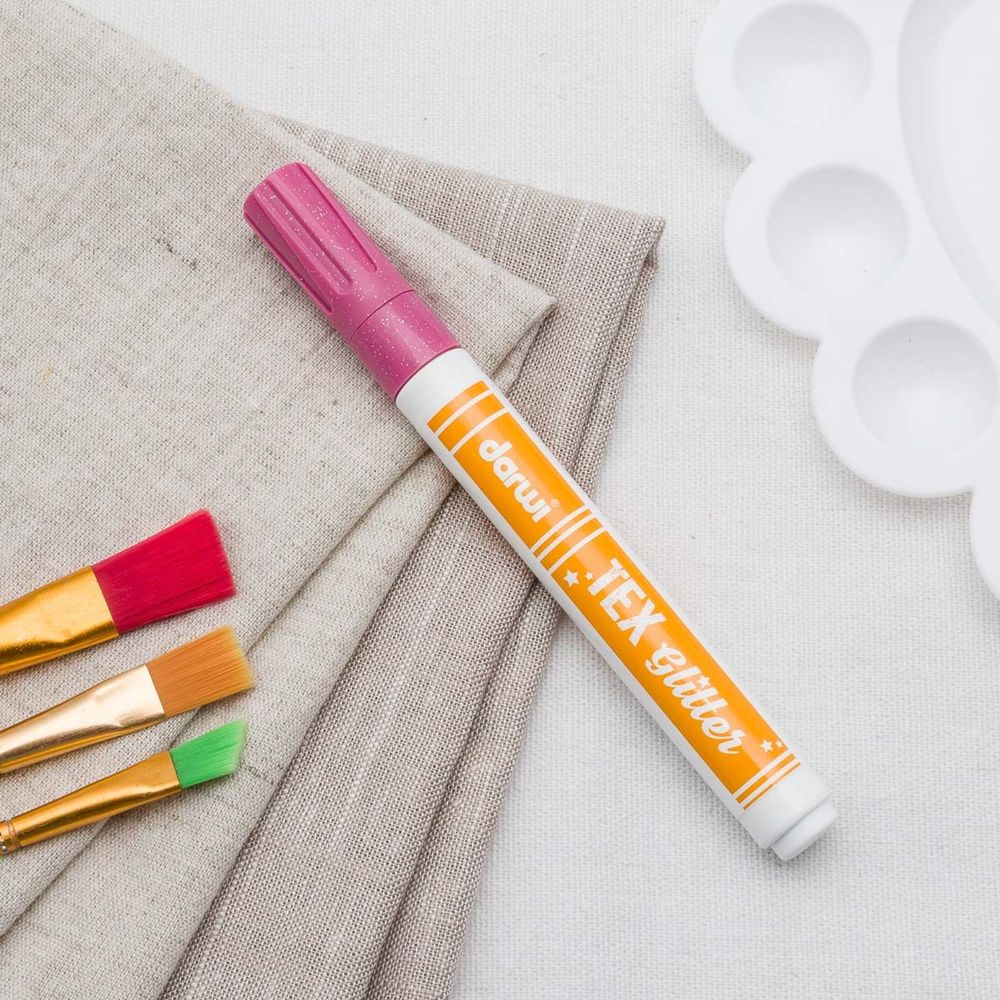 Маркер для ткани Darwi TEX Glitter, 2мм (с блестками) (475 розовый), DA0140013