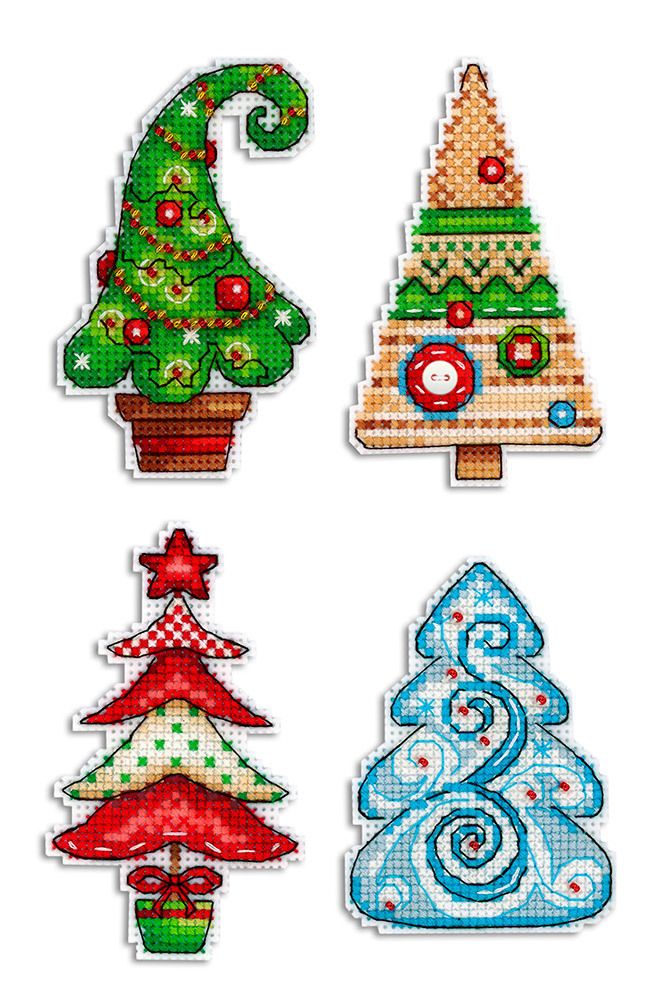 Набор для вышивания нитками МП Студия (Жар-птица), Новогодние красавицы. Магниты 6х9 см