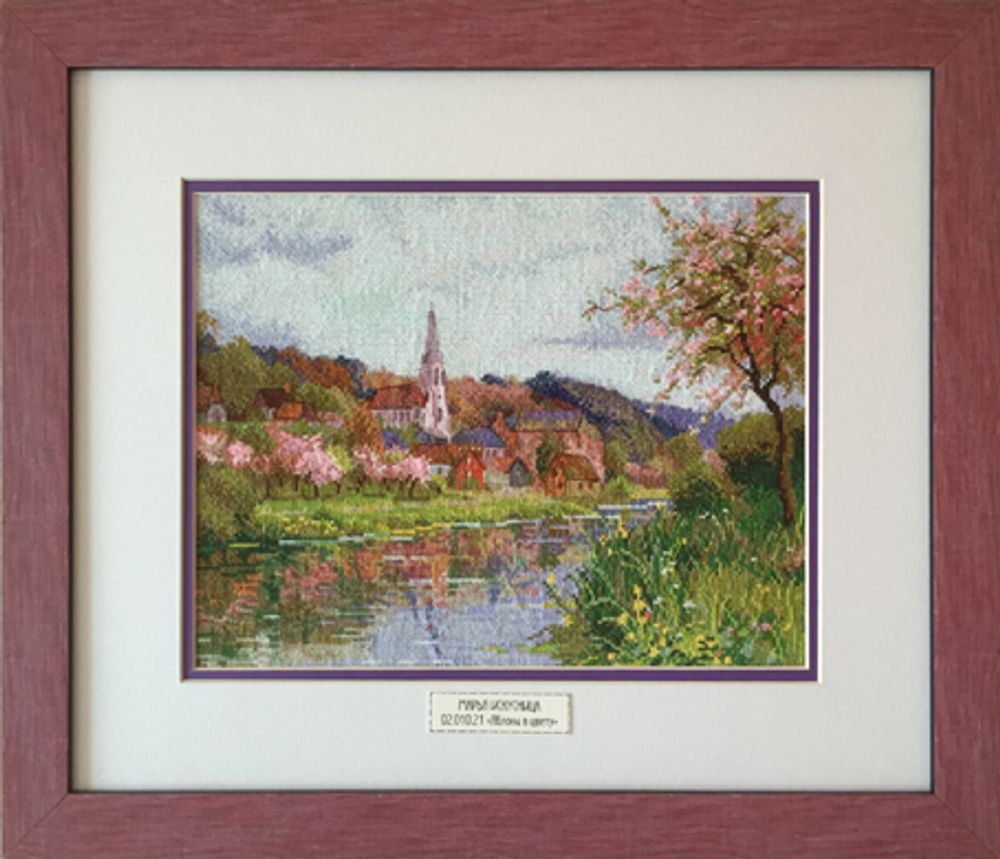 Вышитая картина Марья Искусница, Яблони в цвету, 45х48 см
