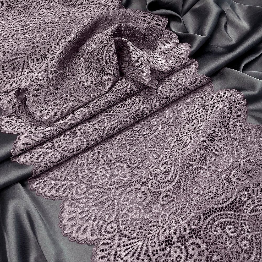 Кружево эластичное (стрейч) 240мм 40992 цв.620 морской туман, 25 м, Kruzhevo