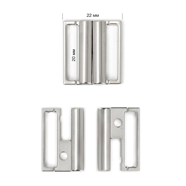 Пряжка ременная металл под резинку 20 мм, 22х24 мм, цв. никель, уп.20 шт