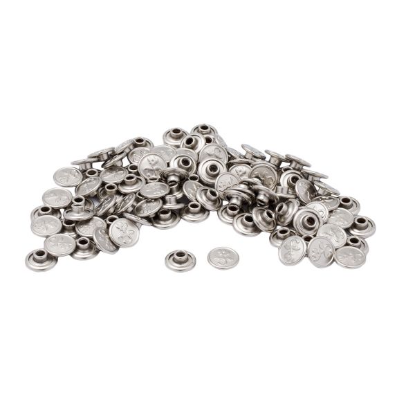 Хольнитены джинсовые ⌀10 мм, Цветок цв.металл |БЕЗ ГВОЗДЯ|, серебро BIG, 100 шт, 4219