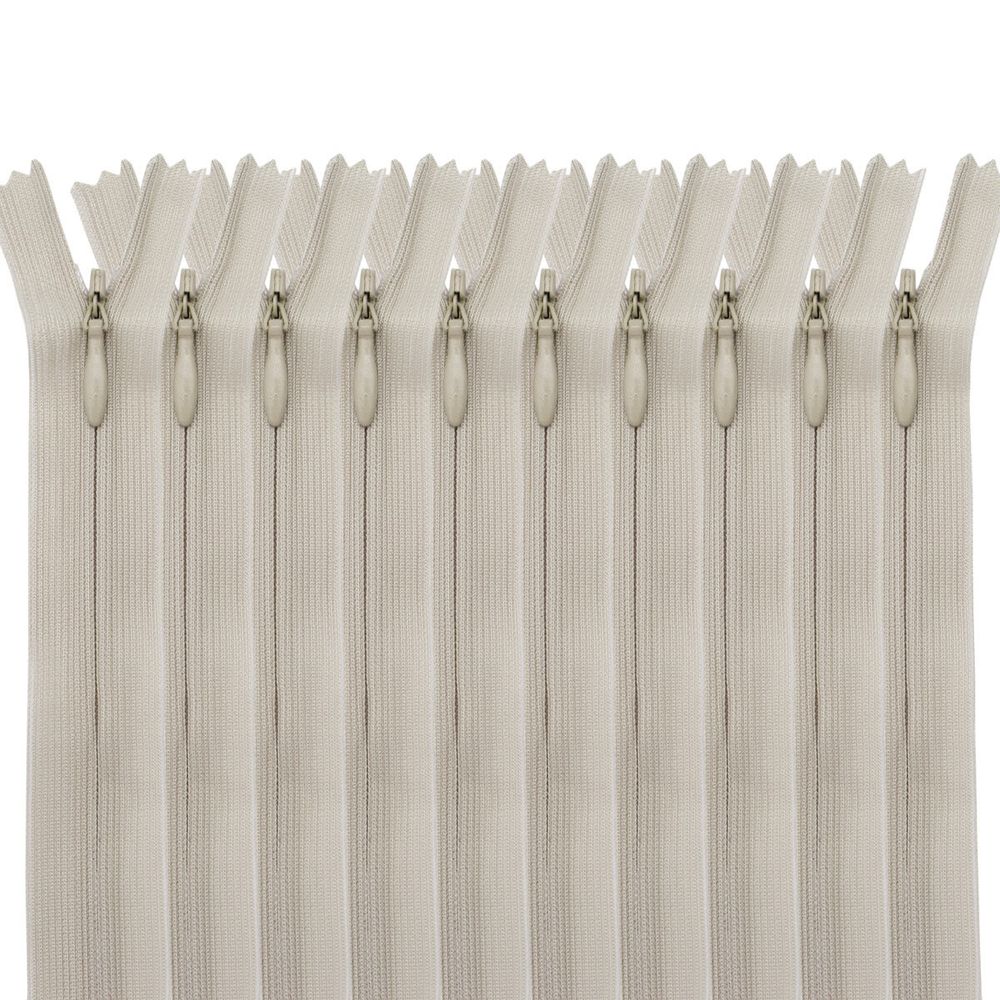 Молния потайная (скрытая) Т3 (3 мм) 1 зам., н/раз., 20 см, св.бежевый, 31206 / 20, 10 шт