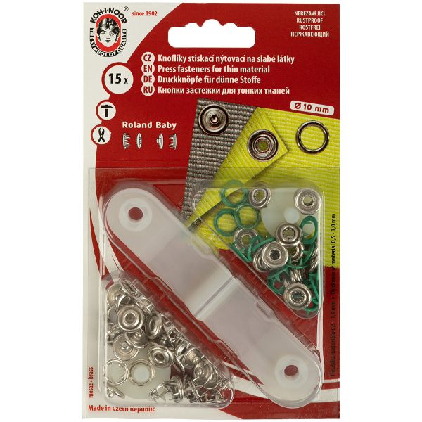 Кнопка рубашечная (джерси) открытая ⌀9.7 мм, 15 шт, 983 зеленый, (1213-030 №2), KOH-I-NOOR BABY