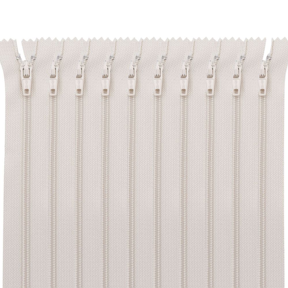 Молния спираль (витая) брючная Т3 (3 мм) 1 зам., н/раз., 20 см, автомат, молоч, 30122, 10 шт