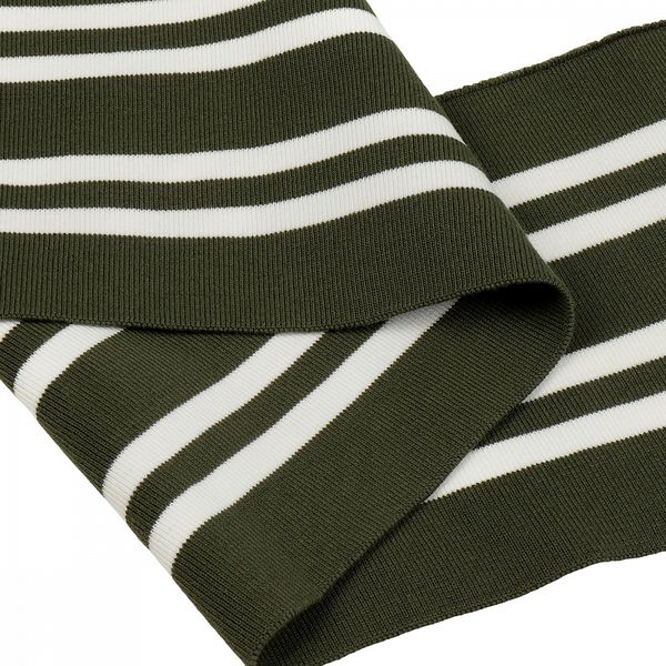 Подвяз (довяз) трикотажный 14.0х100 см, олива с белыми полосами, двухслойный, 100% п/э, 1 штука