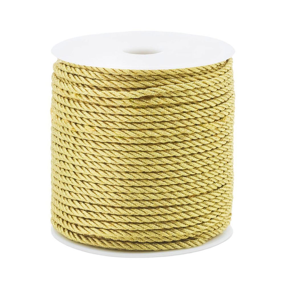 Шнур витой ⌀3.0 мм / 50 метров, металлизированный, золото