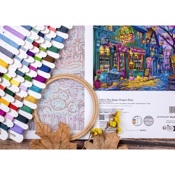 Набор для вышивания нитками LetiStitch L9942, Магазин Волшебный дракон 34х27см
