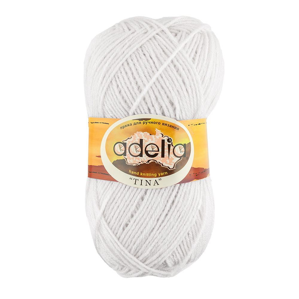 Пряжа Adelia Tina / уп.5 мот. по 100г, 308м, 001 белый