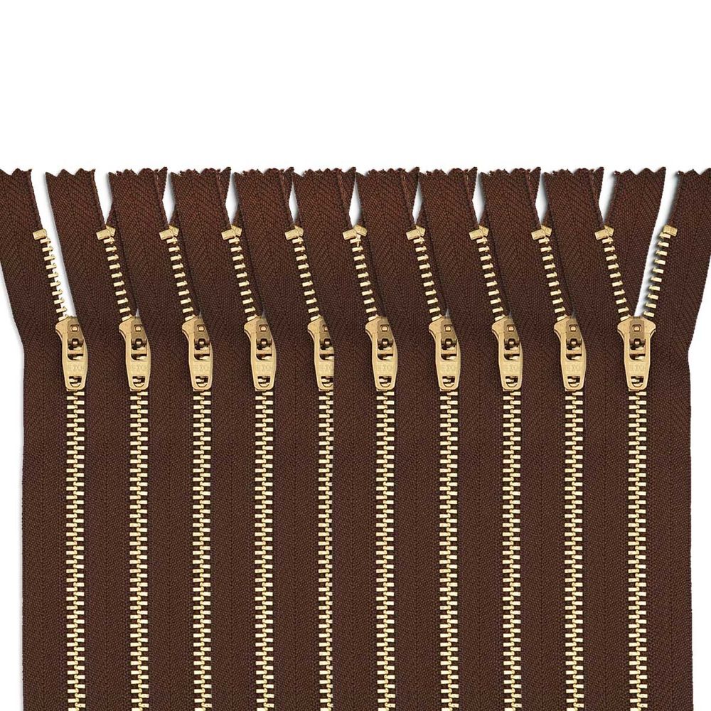 Молния металл джинсовая Т5 (5 мм) 1 зам., н/раз., 18 см, коричневый, 39128/18-3, 10 шт