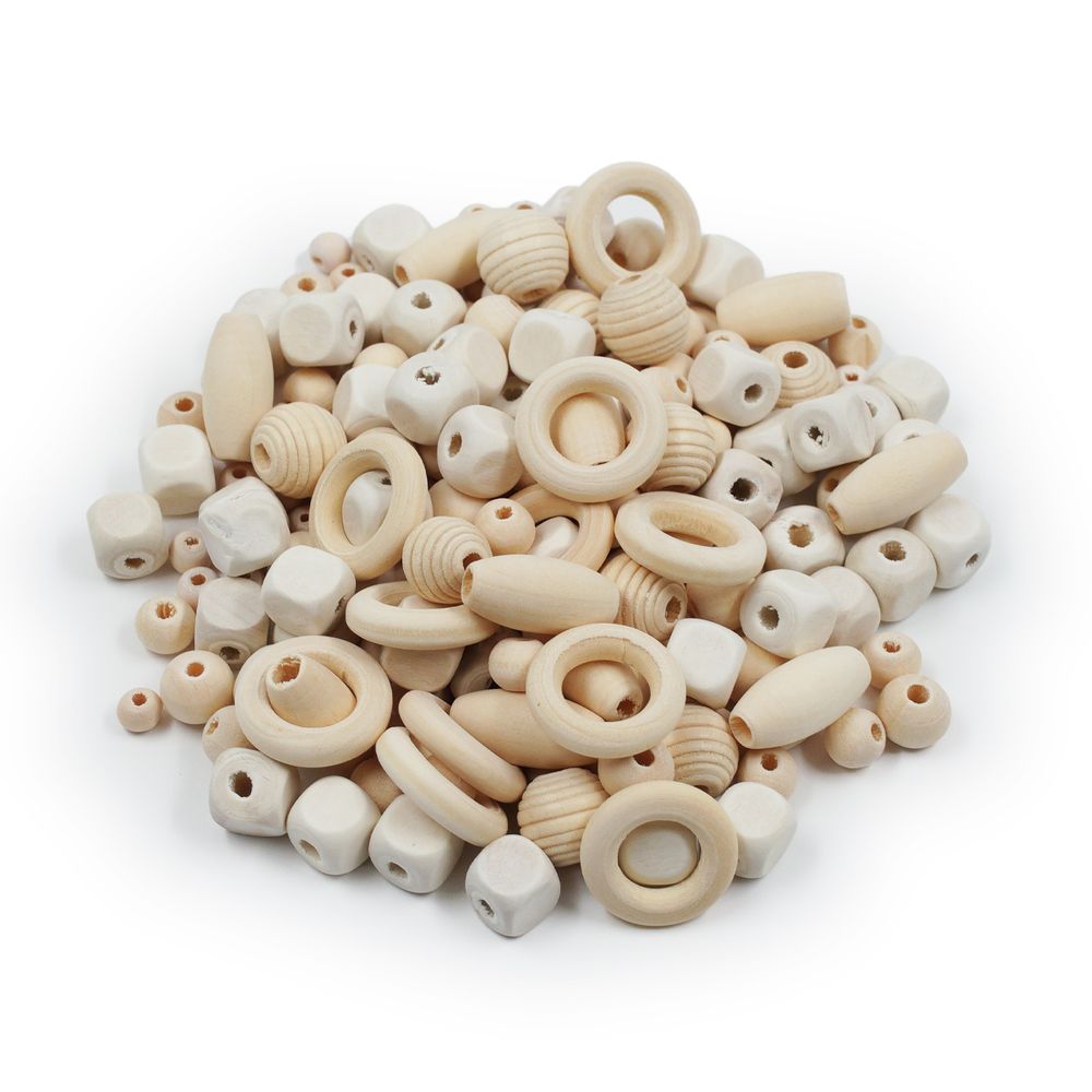 Бусины дерево набор 6-20 мм, МИКС, 138 (± 6) шт, Astra&Craft