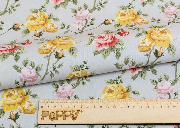 Ткань для пэчворка Peppy Версальские сады, рулон 112 см / 5 метров, ВС-13 серый, Peppy